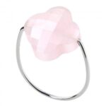 Bague Morganne Bello Friandise Trèfle Quartz Rose Poudre Or Blanc