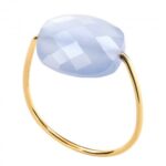 Bague Morganne Bello Friandise Coussin Agate Bleue Dentelle Or Jaune