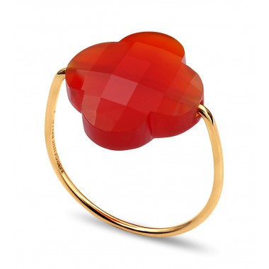 Ring Morganne Bello Friandise Trefoil Carnelian Yellow gold