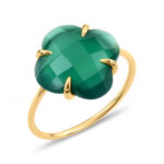 Bague Morganne Bello Victoria Agate Verte Or Jaune