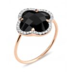 Bague Morganne Bello Victoria Diamants Onyx + Diamants Or Rose