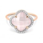 Bague Morganne Bello Victoria Diamants Quartz Rose Milky + Diamants Or Rose