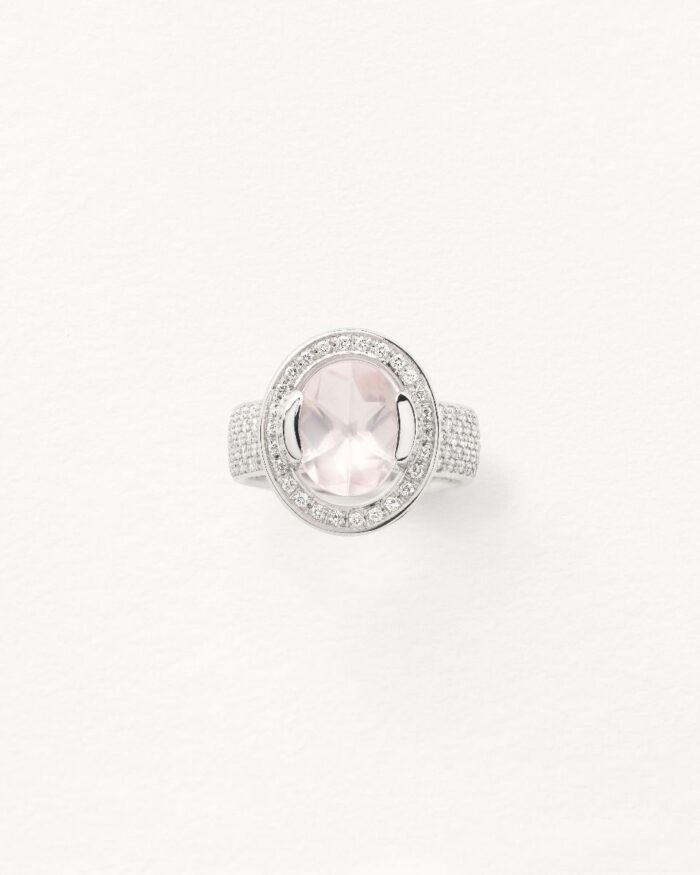Bague Poiray Ma Préférence Diamants Quartz Rose Or Blanc