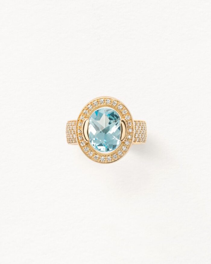 Bague Poiray Ma Préférence Diamants Topaze Sky Blue Or Jaune