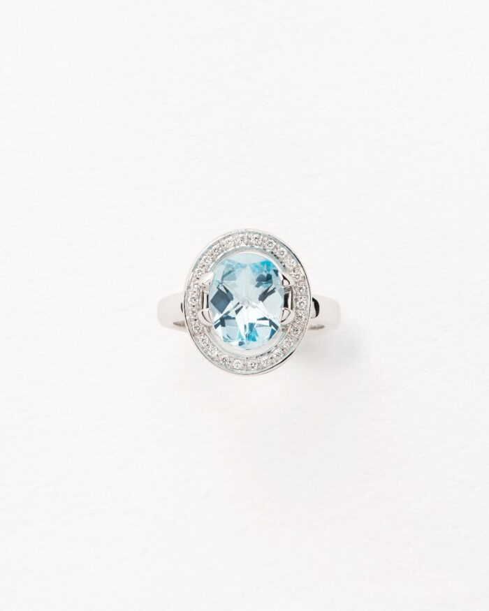 Bague Poiray Ma Préférence Diamants Topaze Sky Blue Or Blanc