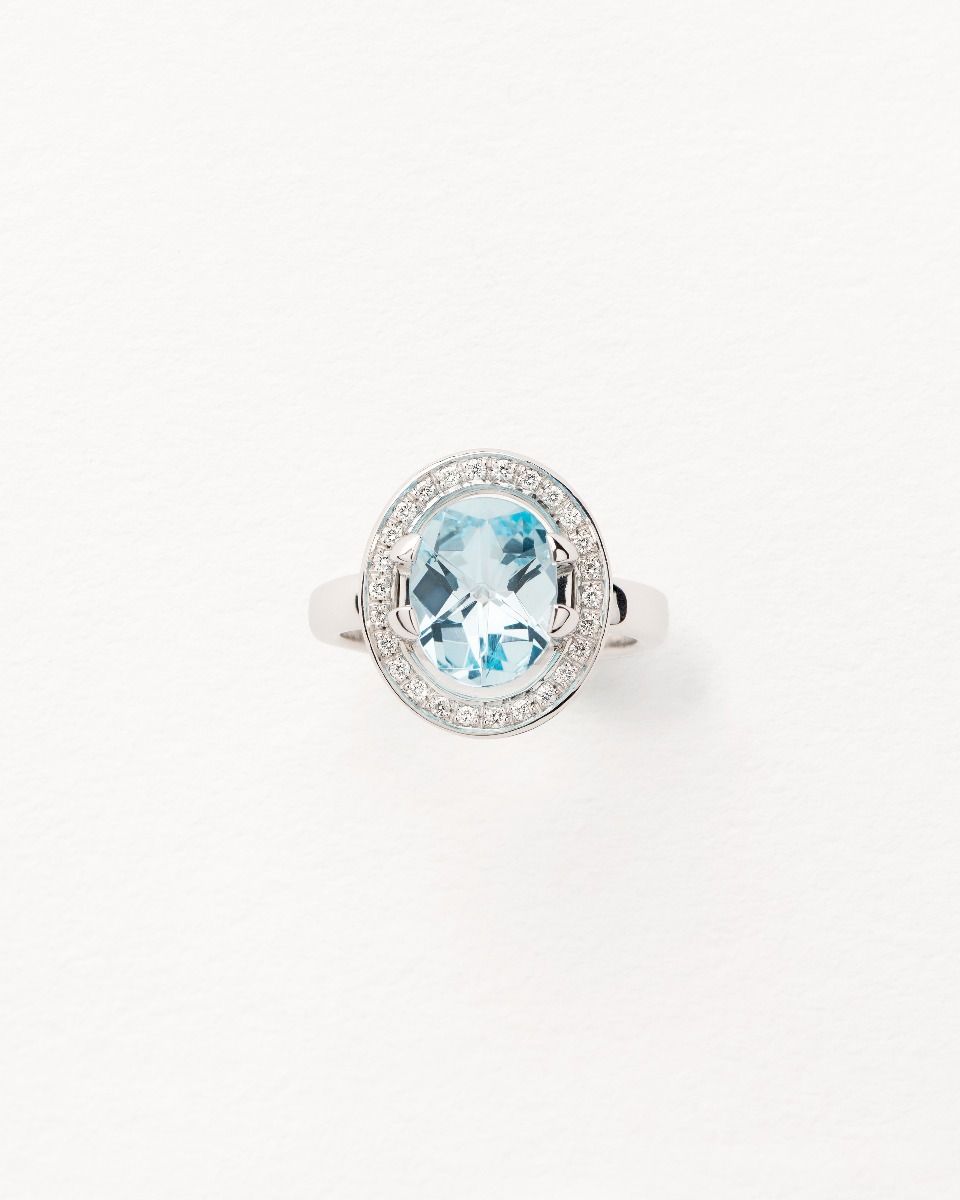 Ring Poiray Ma Préférence Diamants Topaze Sky Blue White Gold