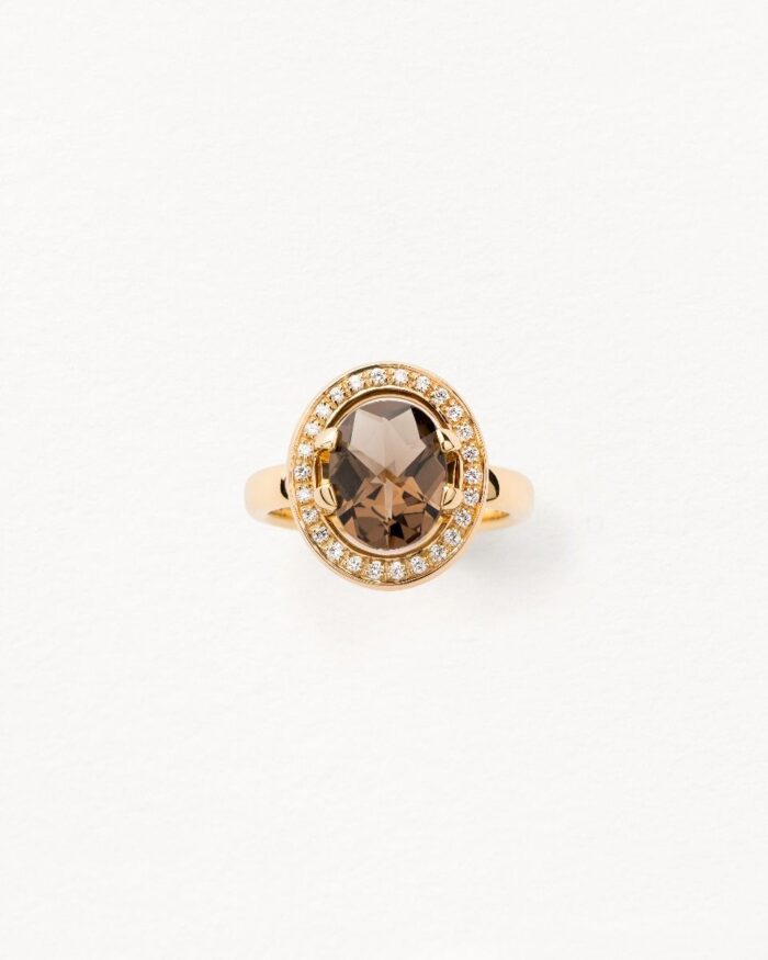 Bague Poiray Ma Préférence Diamants Quartz Fumé Or Jaune