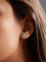 Boucles d'Oreilles Poiray Flower Diamants Or Blanc