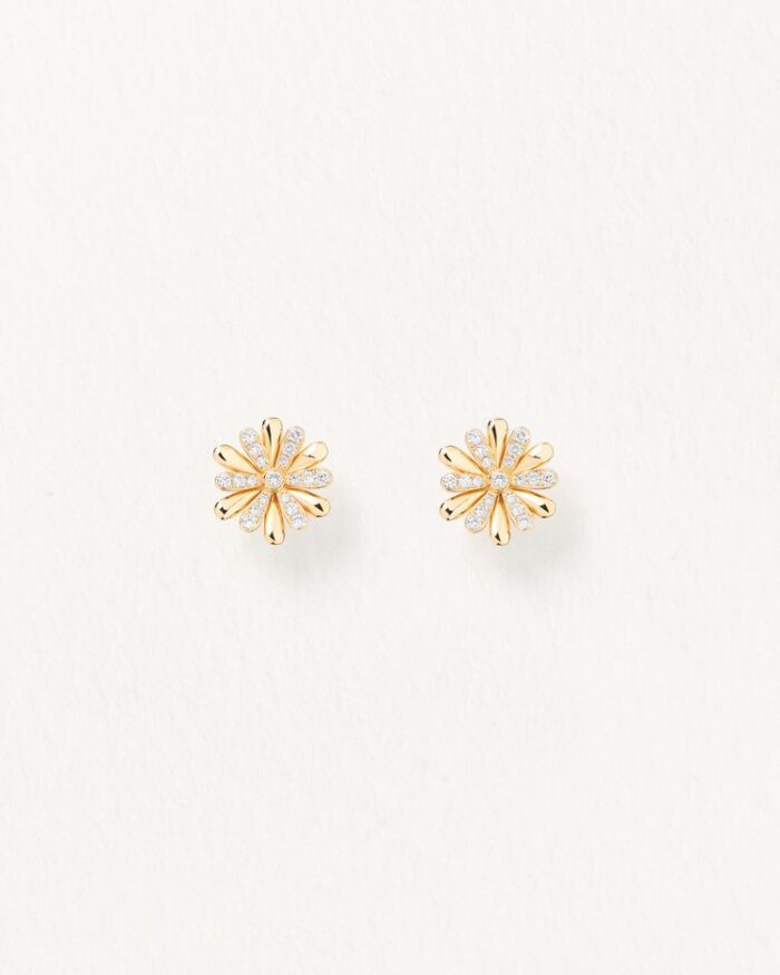 Boucles d'Oreilles Poiray Flower Diamants Or Jaune