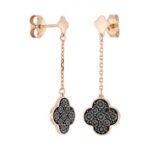 Boucles D'oreilles Morganne Bello Jardin Précieux Serti Diamants Noirs Or Rose