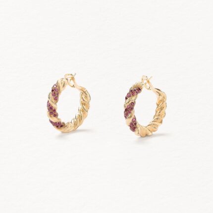 Boucles d'Oreilles Poiray Dune de Poiray Rhodolite Or Jaune