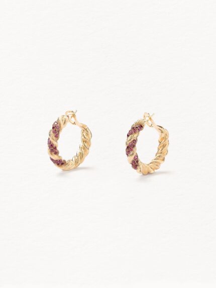 Boucles d'Oreilles Poiray Dune de Poiray Rhodolite Or Jaune