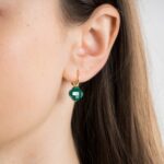 Boucles D'oreilles Morganne Bello Friandise Petit Trèfle Agate Verte Or Jaune