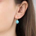 Boucles D'oreilles Morganne Bello Friandise Petit Trèfle Turquoise Or Jaune