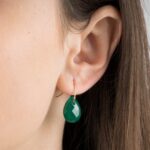 Boucles D'oreilles Morganne Bello Friandise Agate Verte Or Jaune