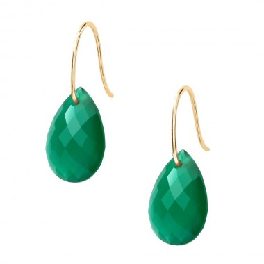 Boucles D'oreilles Morganne Bello Friandise Agate Verte Or Jaune