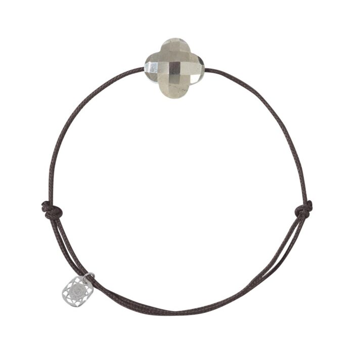 Bracelet Morganne Bello Friandise Cordon Chocolat Trèfle Pyrite