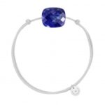 Bracelet Morganne Bello Friandise Cordon Gris Souris Coussin Oversize Lapis Lazuli