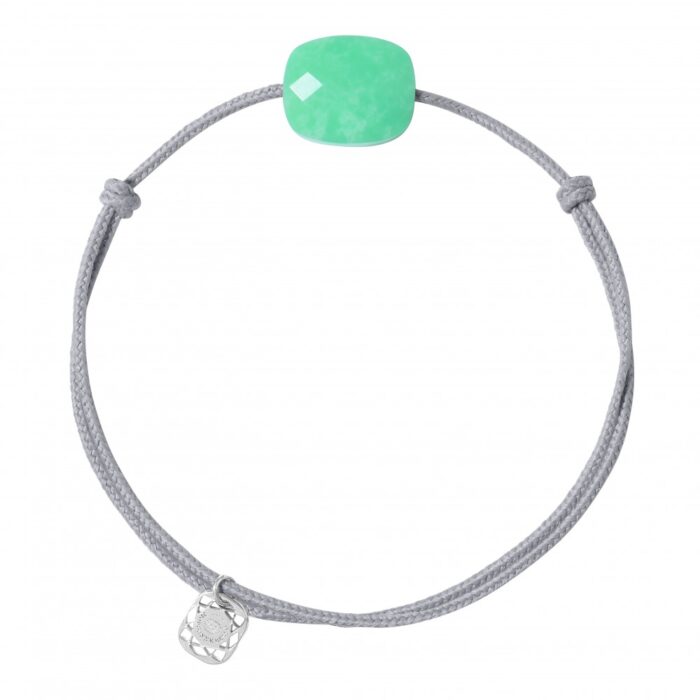 Bracelet Morganne Bello Friandise Cordon Gris Souris Coussin Chrysoprase Menthe