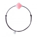 Bracelet Morganne Bello Friandise Cordon Brun Trèfle Opale Rose