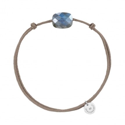 Bracelet Morganne Bello Friandise Cordon Taupe Coussin Mini Labradorite