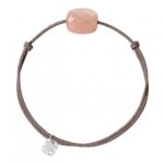 Bracelet Morganne Bello Friandise Cordon Taupe Coussin Pierre De Lune Pêche