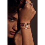 Bracelet Morganne Bello Friandise Cordon Taupe Coussin Quartz Rose Poudre