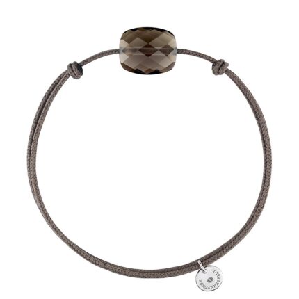 Bracelet Morganne Bello Friandise Cordon Taupe Coussin Quartz Fumé