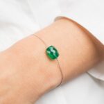 Bracelet Morganne Bello Friandise Coussin Agate Verte Or Blanc