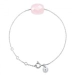 Bracelet Morganne Bello Friandise Coussin Quartz Rose Poudre Or Blanc