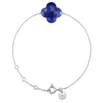 Bracelet Morganne Bello Friandise Trèfle Lapis Lazuli Or Blanc