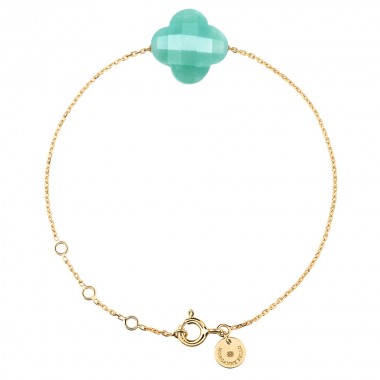 Morganne Bello Friandise Clover Amazonite Yellow Gold Bracelet