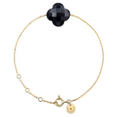 Morganne Bello Friandise Clover Onyx Yellow Gold Bracelet