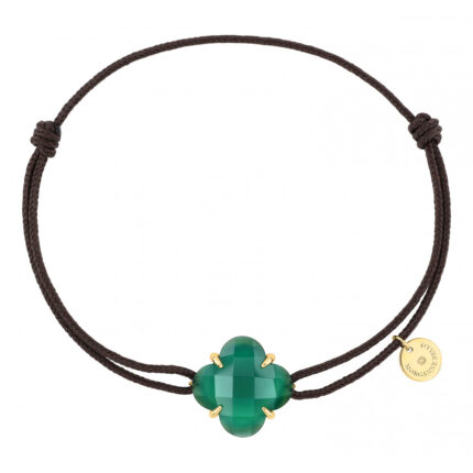 Bracelet Morganne Bello Victoria Cordon Chocolate Green Agate Yellow Gold