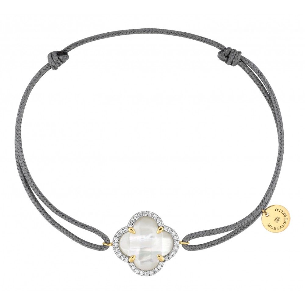 Bracelet sur cordon noir - Or blanc - Diamant - Royale - Arthus