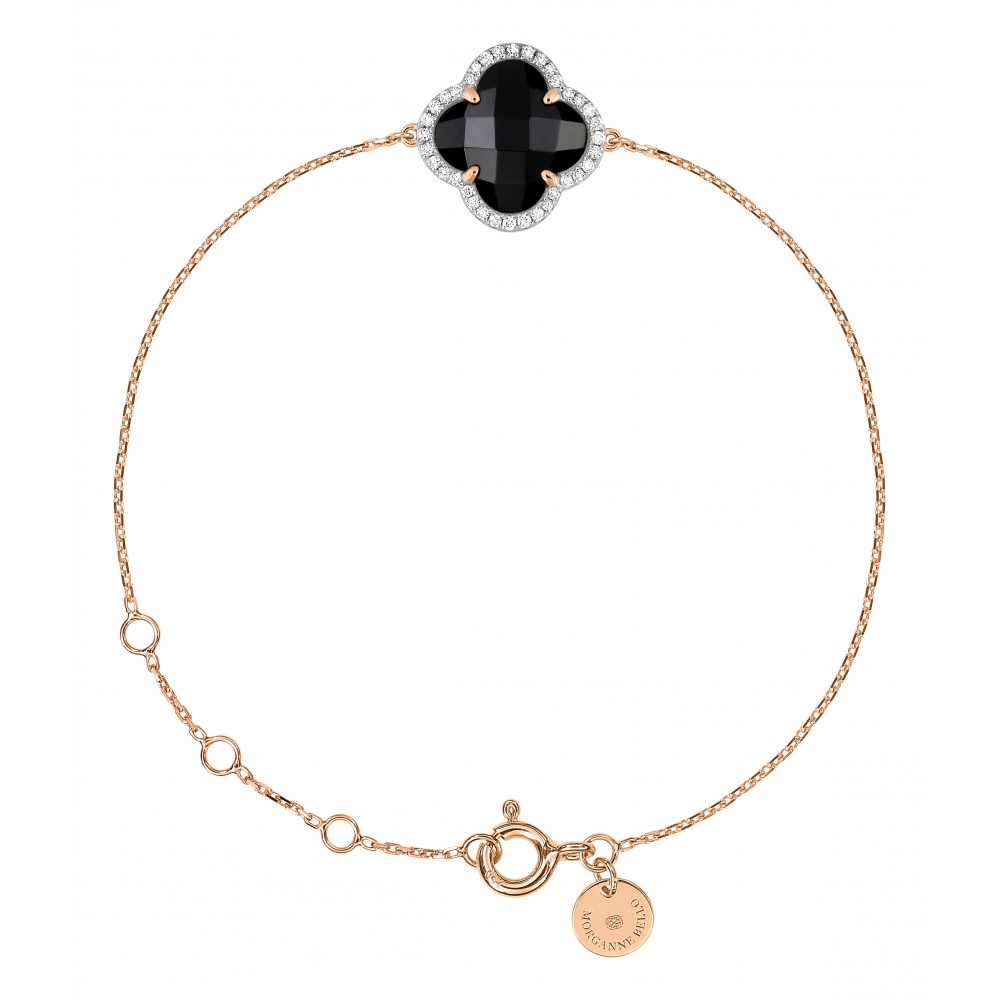 Bracelet Morganne Bello Victoria Diamant Onyx + Diamants Or Rose