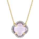 Collier Morganne Bello Victoria Diamants Améthyste Rose + Diamants Or Jaune