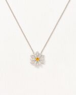 Collier Poiray Flower Diamants Saphir Jaune Or Blanc