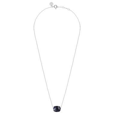 Collier Morganne Bello Friandise Coussin Pietersite Bleue Or Blanc