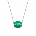 Collier Morganne Bello Friandise Coussin Agate Verte Or Blanc