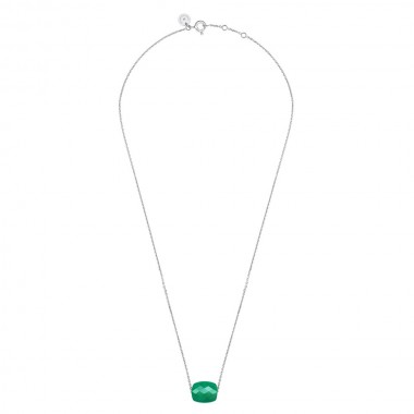 Collier Morganne Bello Friandise Coussin Agate Verte Or Blanc