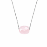 Collier Morganne Bello Friandise Coussin Quartz Rose Poudré Or Blanc