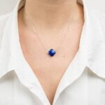 Collier Morganne Bello Friandise Trèfle Lapis Lazuli Or Blanc