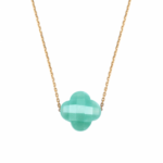 Collier Morganne Bello Friandise Trèfle Amazonite Or Jaune