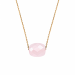 Collier Morganne Bello Friandise Coussin Quartz Rose Poudré Or Jaune