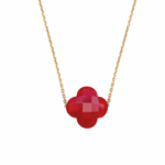 Collier Morganne Bello Friandise Trèfle Quartz Rouge Or Jaune