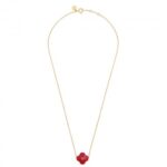 Collier Morganne Bello Friandise Trèfle Quartz Rouge Or Jaune