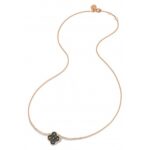 Collier Morganne Bello Jardin Précieux Trèfle Serti Diamants Noirs Or Rose