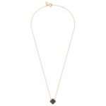 Collier Morganne Bello Jardin Précieux Trèfle Serti Diamants Noirs Or Rose