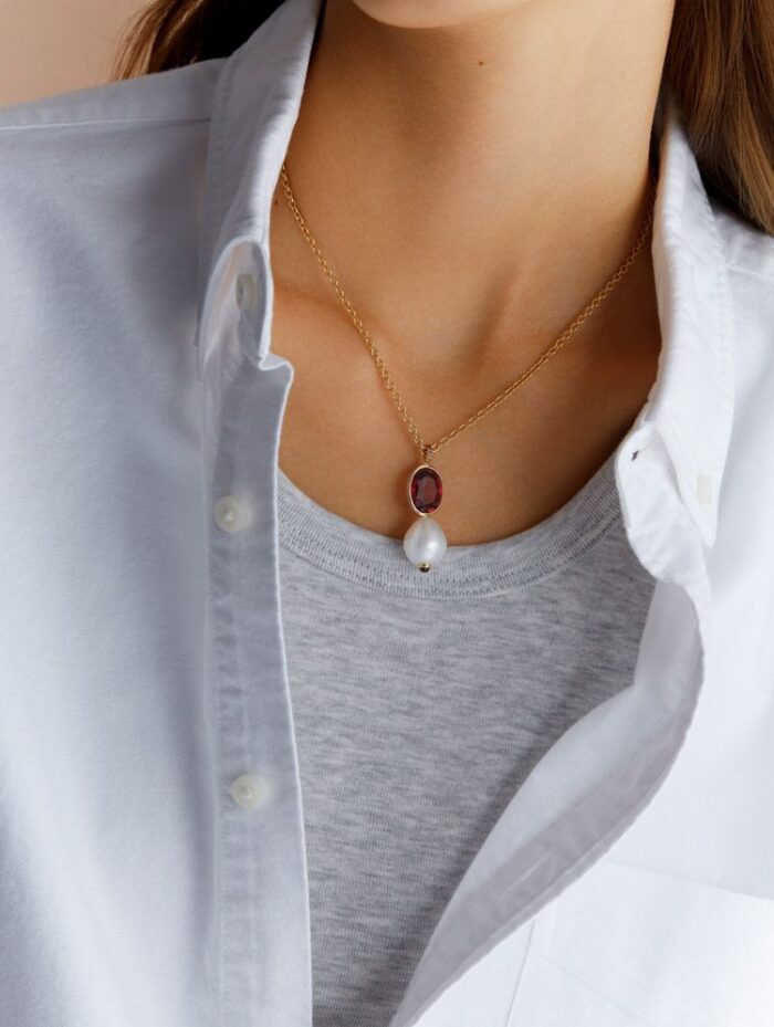 Collier Poiray Perles Précieuses Grand Modèle Rhodolite Or Jaune